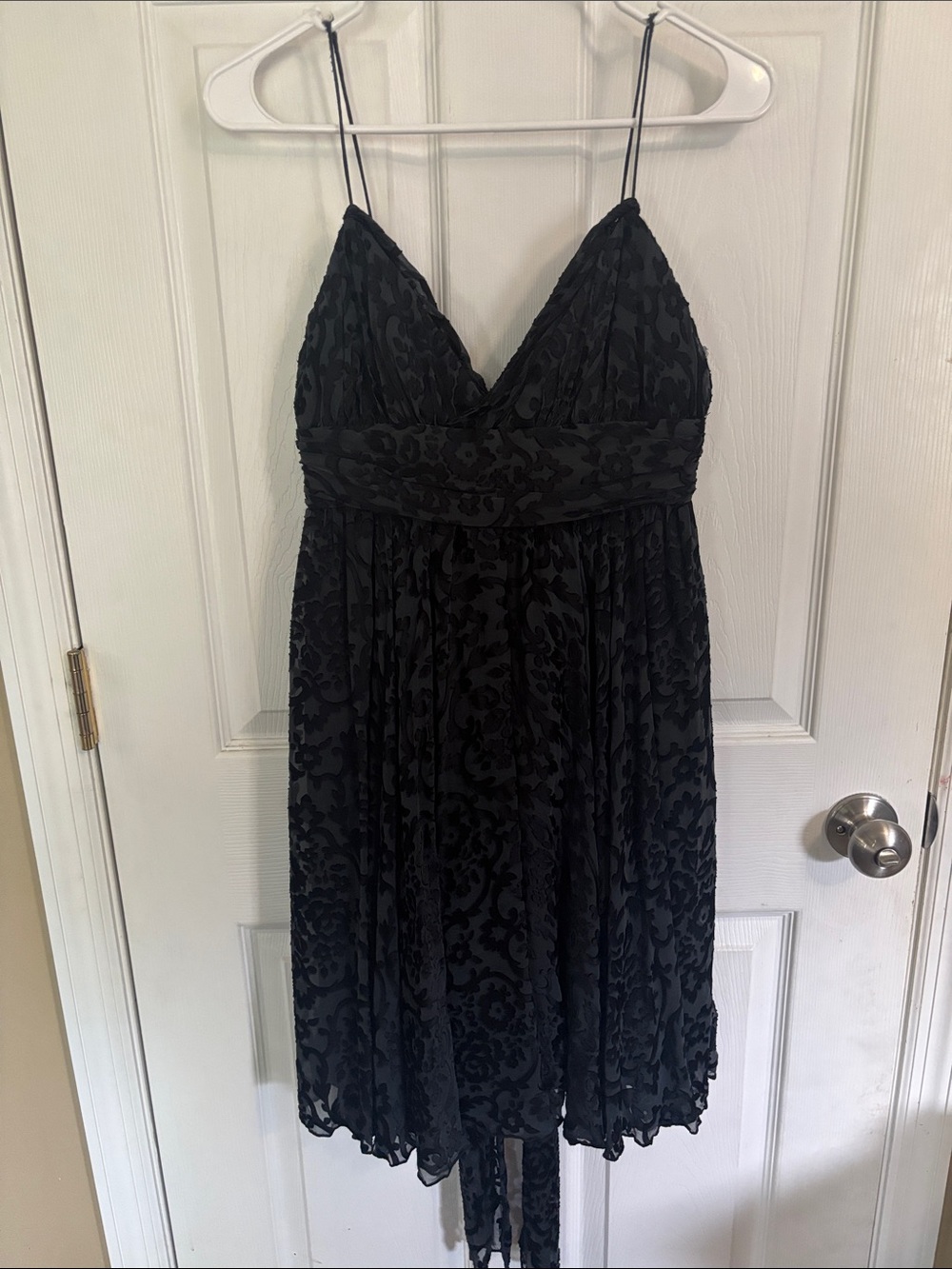 Milly Black V-Neck Devore A-Line Dress